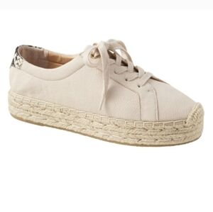 Banana Republic Platform Espadrilles Ballet Toe Leather Snake Lace Up Shoes Sz 8